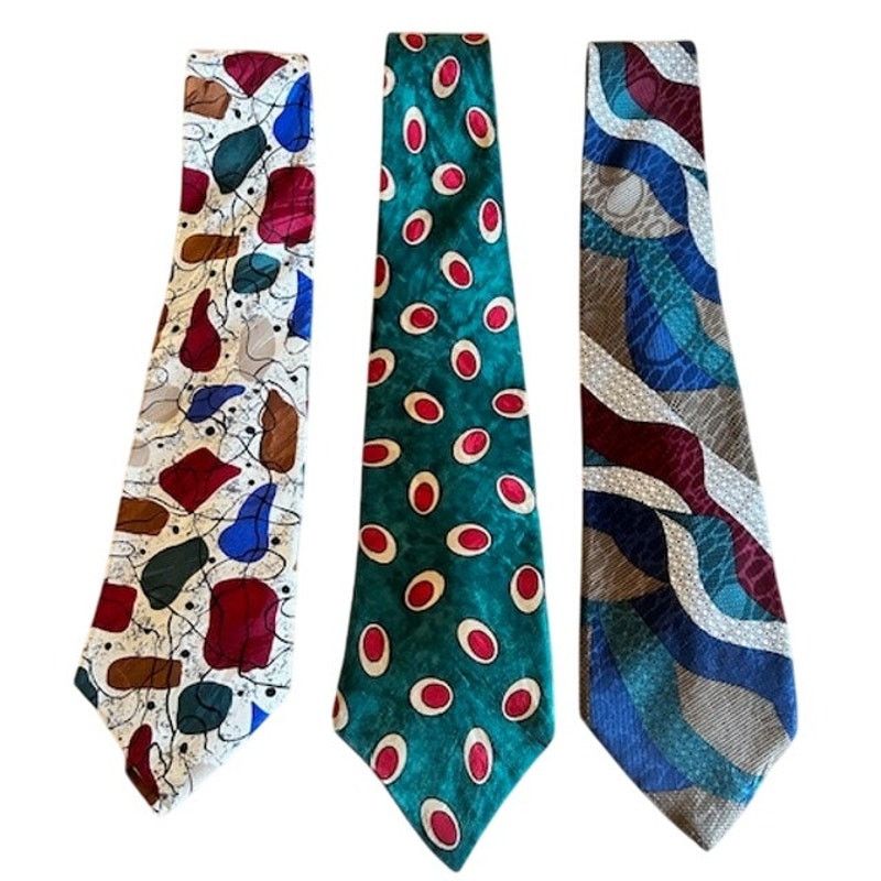 Hardy Amies Vintage Hardy Amies All Silk Ties Set of 3 1990s Patterns Size ONE SIZE - 1 Thumbnail