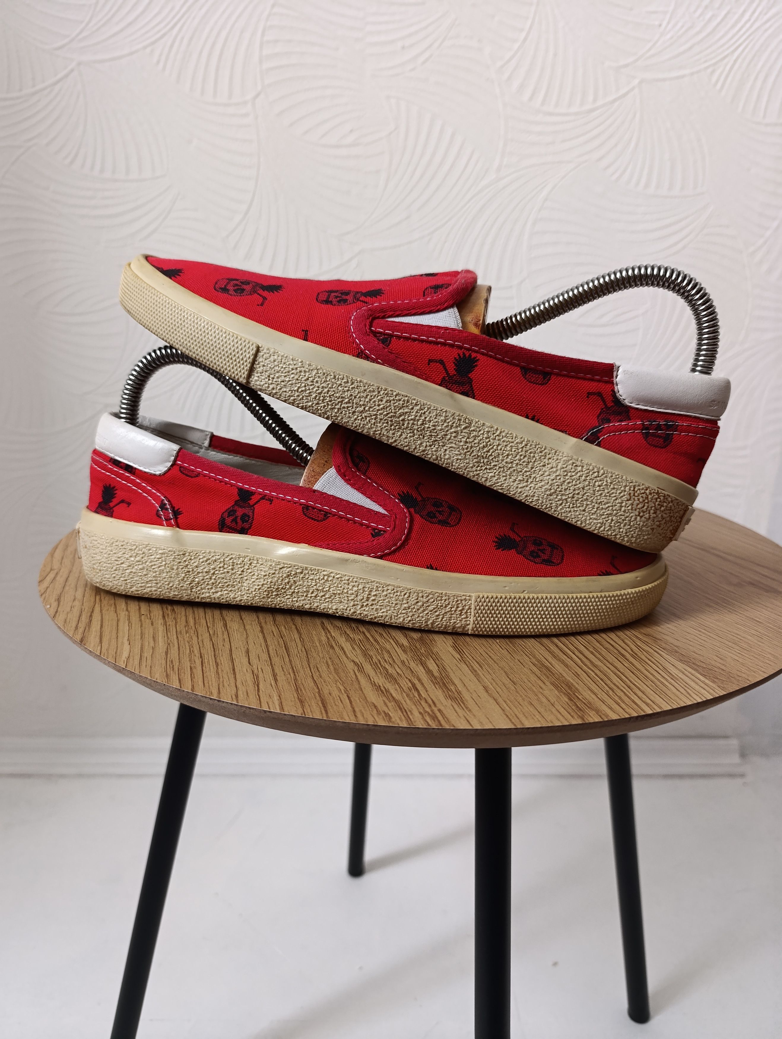Saint Laurent Paris SAINT LAURENT RED SKULL PINEAPPLE SLIP-ON SNEAKERS Size US 7.5 / IT 37.5 - 3 Thumbnail
