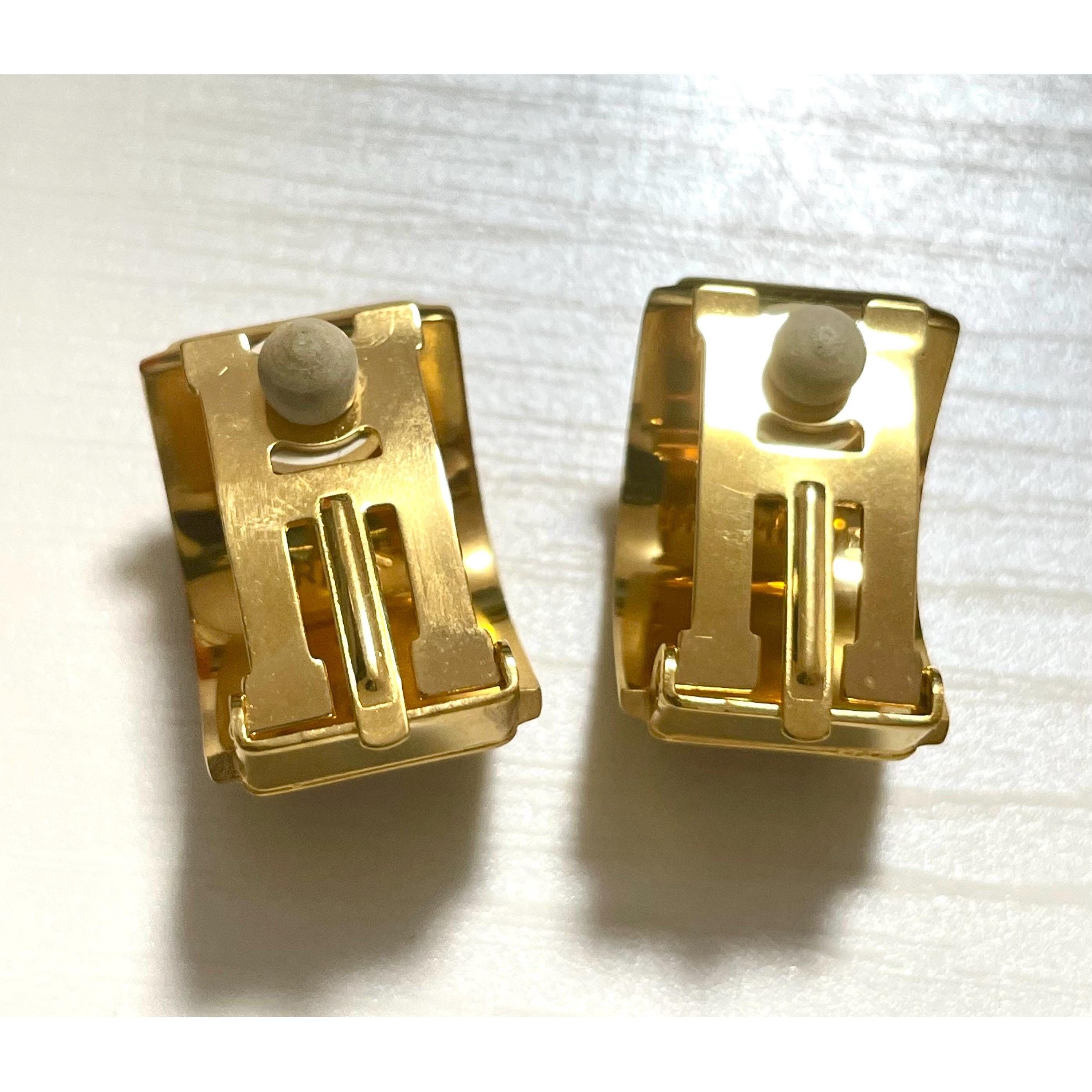 Hermes Vintage Hermes cloisonne enamel golden earrings with rabbit, Size ONE SIZE - 3 Thumbnail