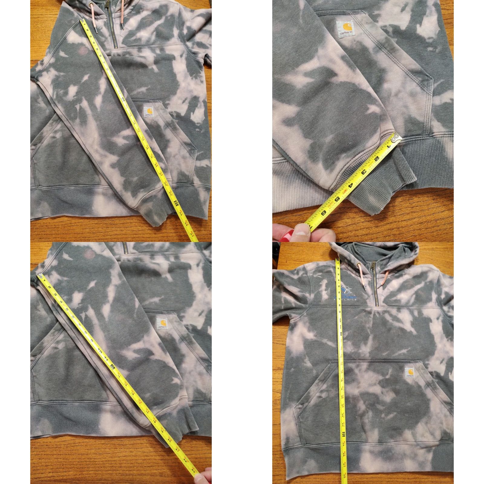 Carhartt VINTAGE Carhartt Victory Mens Tag M Gray 1/4 Zip Hoodie Sweatshirt Acid Wash Tie Dye Size US M / EU 48-50 / 2 - 9 Thumbnail