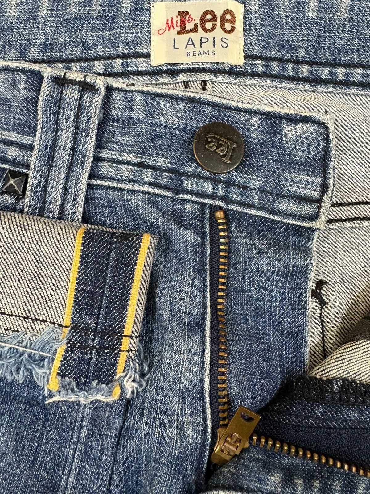 Lee Vintage Lee Lapis Selvedge Distressed Jeans Size US 27 - 10 Thumbnail