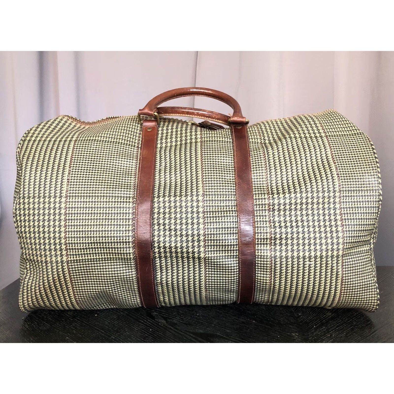 Polo Ralph Lauren VINTAGE Polo Ralph Lauren Houndstooth Duffel Bag Weekender Travel Carry All Case Men Large Brown Canvas Leather Size US L / EU 52-54 / 3 - 3 Thumbnail