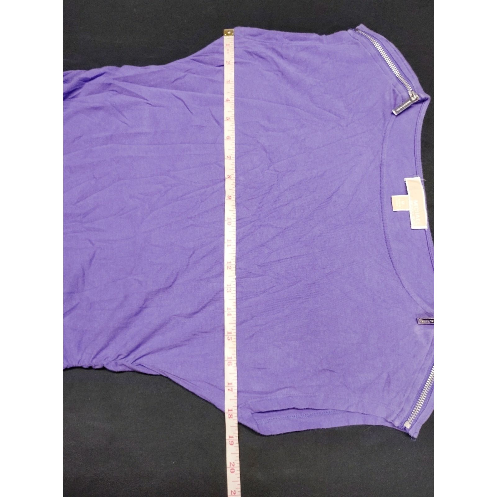 Michael Kors Purple Women’s Zip-Shoulder Ruched side Top - Michael Kors Size M / US 6-8 / IT 42-44 - 4 Thumbnail