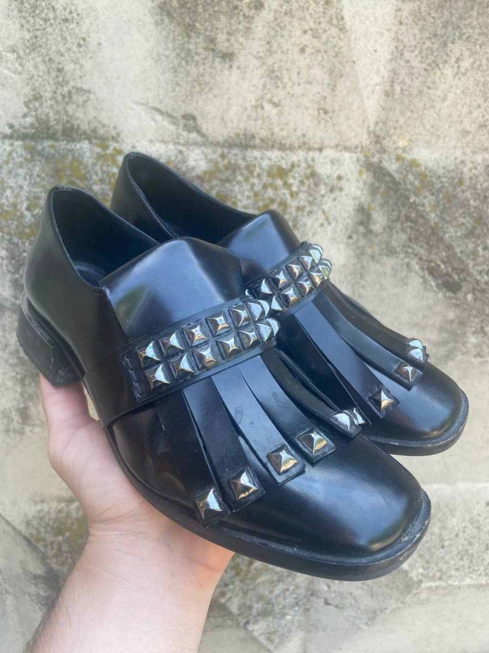 If Six Was Nine Vintage New Rock Guidi style Leather Faded Biker Shoes Size US 6 / IT 36 - 2 Thumbnail