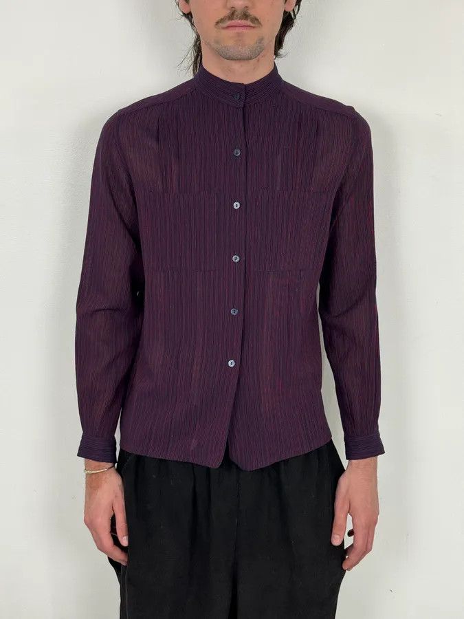 Gucci 1990s Gucci Purple Wool Striped Shirt Size US XS / EU 42 / 0 - 2 Thumbnail