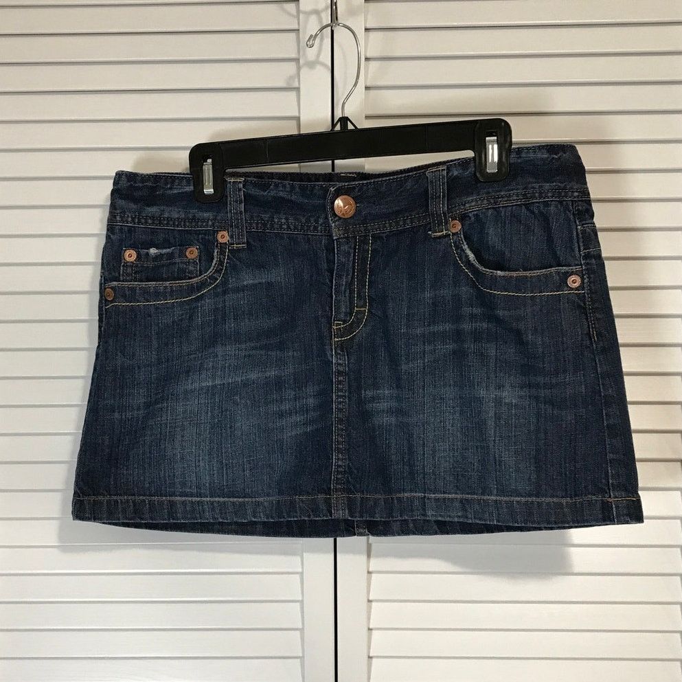 American Eagle Outfitters American Eagle Y2K Denim Jean Mini A-line Skirt 14 Size 36" / US 14 / IT 50 - 1 Thumbnail