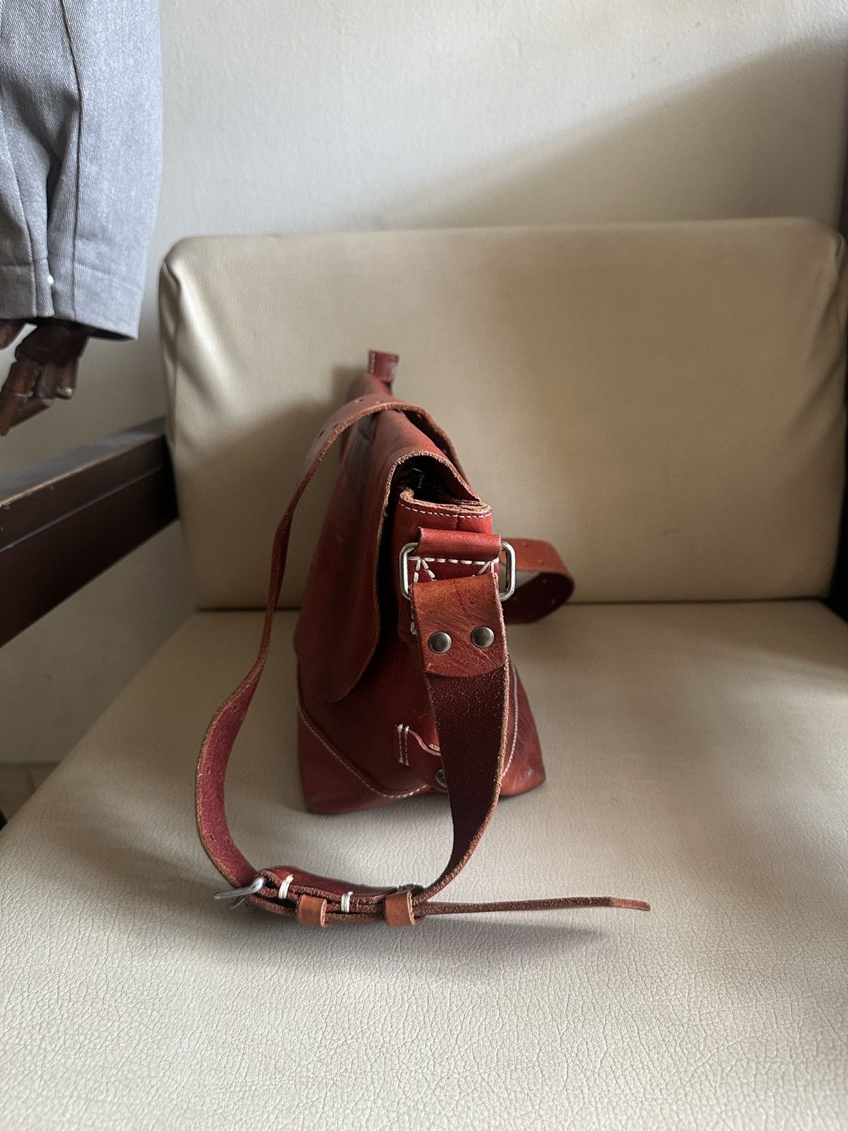 Comme des Garcons Homme Vintage Japan made Red Leather Patina Sling Bag Size ONE SIZE - 13 Thumbnail