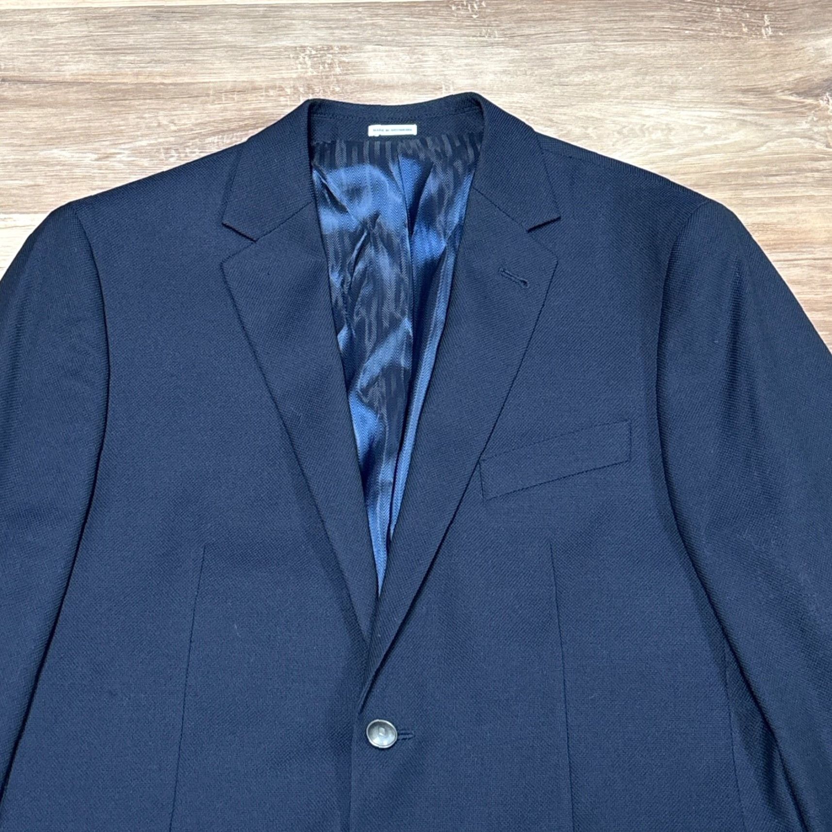 Joseph Abboud Joseph Abboud Blazer Mens 42R Navy Blue Knit Wool 2 Button Sport Coat Size 42R - 2 Thumbnail