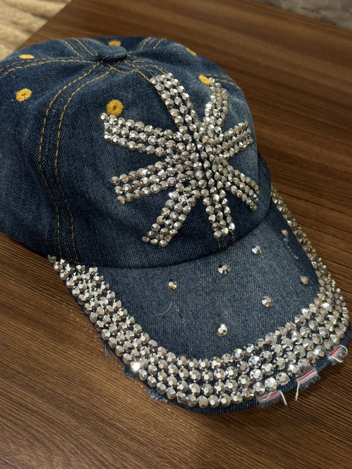 Custom Rhinestone Denim Cap – Y2K Bling Era / One-of-One