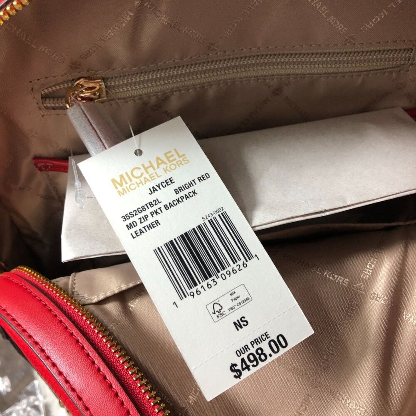 Michael Kors New Michael Kors Jaycee Medium Backpack Bright Red/Gold Size ONE SIZE - 7 Thumbnail