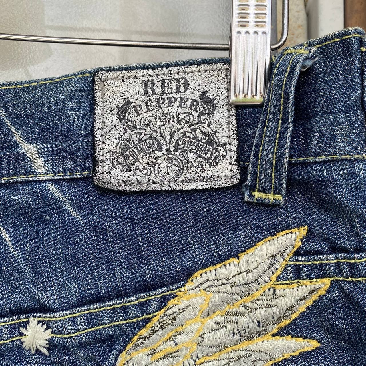 Japanese Brand × Le Grande Bleu (L.G.B.) × Tornado Mart A BEAUTIFUL FLARE DENIM RED PEPPER GOLD LABEL EAGLE WING Size US 31 - 6 Thumbnail