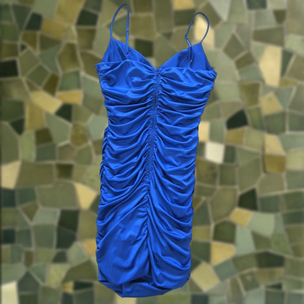 Vintage VINTAGE Rubber Ducky Blue Dress Bodycon Spaghetti Strap Ruched Medium Dress Women Sleeveless Blue 90s Theme Females Size M / US 6-8 / IT 42-44 - 1 Thumbnail