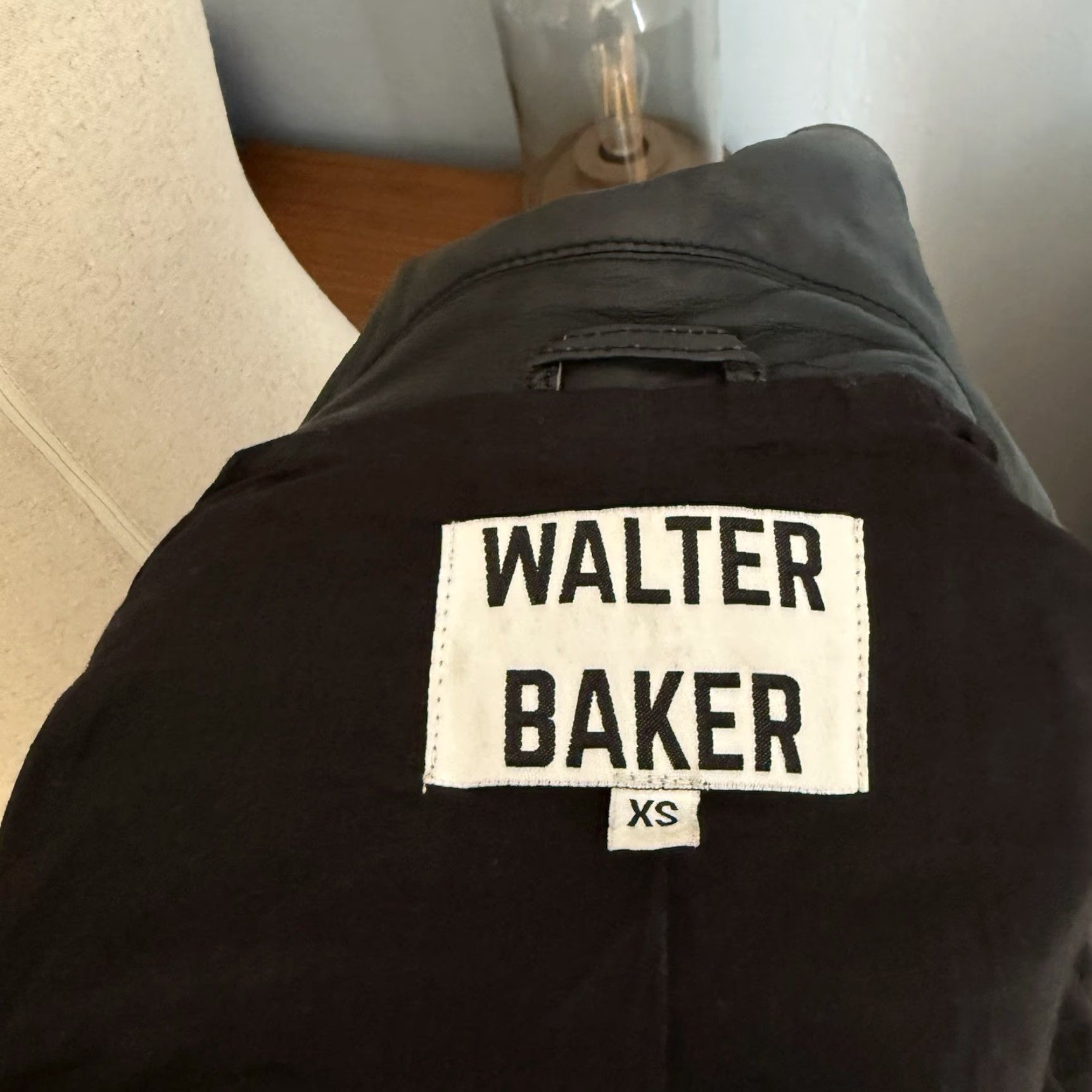 Vintage Walter Baker Leather Moto Jacket Womens XS Black Biker Zip Buckle Size XS / US 0-2 / IT 36-38 - 6 Thumbnail