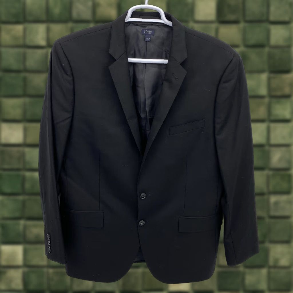 J.Crew J. Crew Blazer Men 46L Sport Coat Single-Breasted Two-Button Notch Lapel Wool Fleece Black Regular Jacket Shirt? Size 46R - 1 Thumbnail