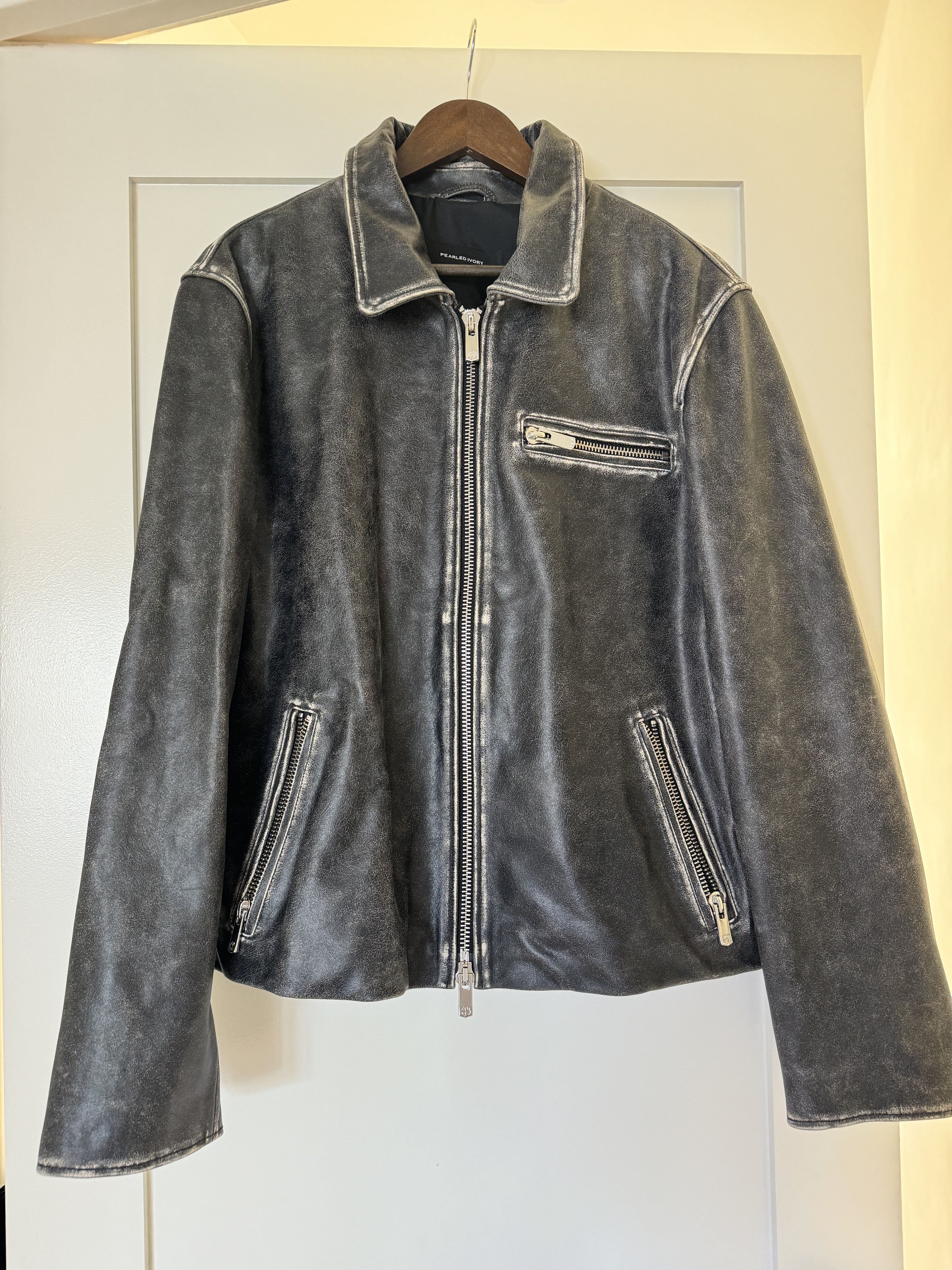 Pearled Ivory DISTRESSED BLOUSON JACKET Size US XL / EU 56 / 4 - 6 Thumbnail