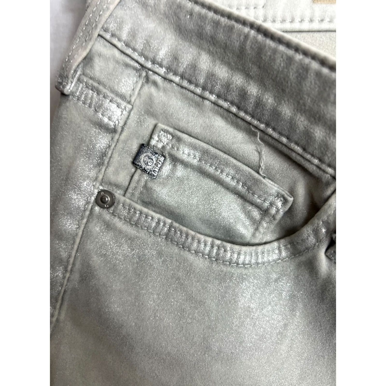Vintage AG Adriano The Absolute Legging Extreme Skinny Coated Jean Women 26 Silver USA Size 26" / US 2 / IT 38 - 7 Thumbnail