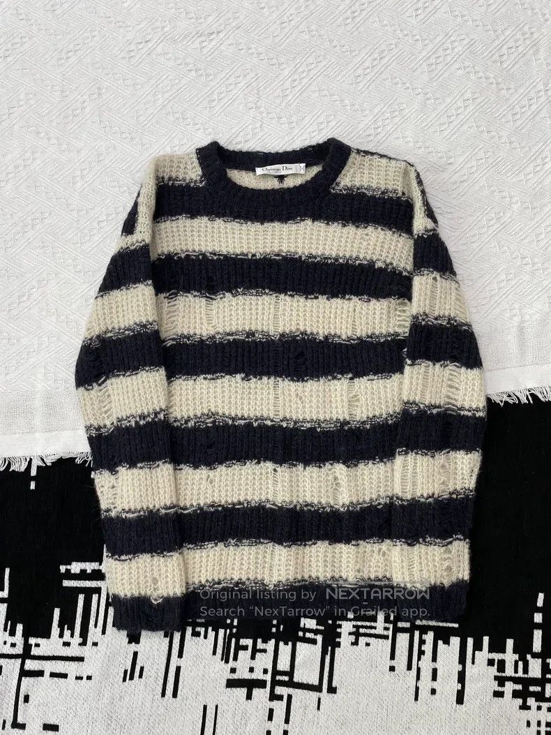 Dior Dior Black and white striped hollow knitted sweater Size XXS / US 00 / IT 34 - 1 Thumbnail