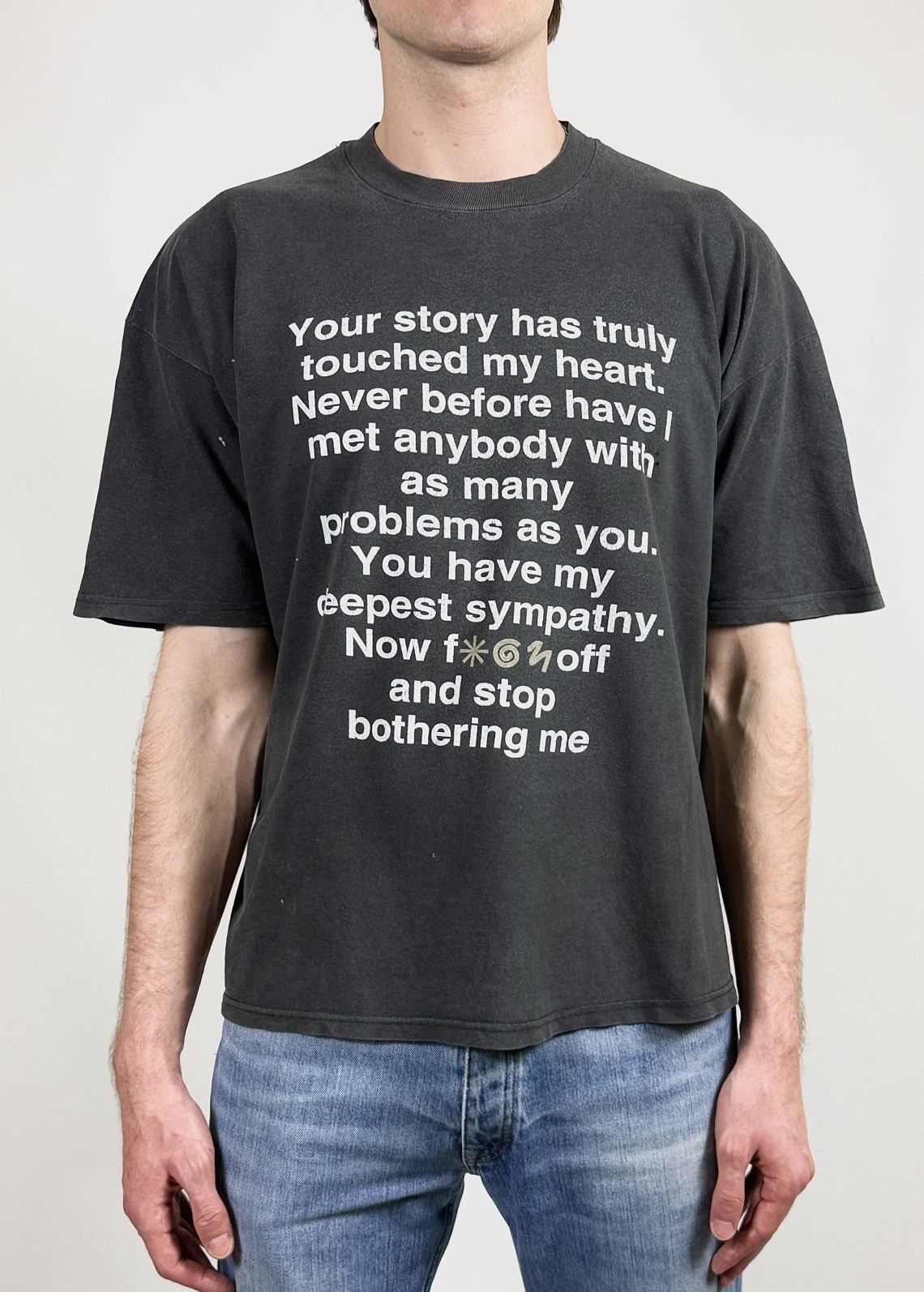 Vintage Vintage 90s Fuck Off Poem Faded T-Shirt Tee Size US XL / EU 56 / 4 - 3 Thumbnail
