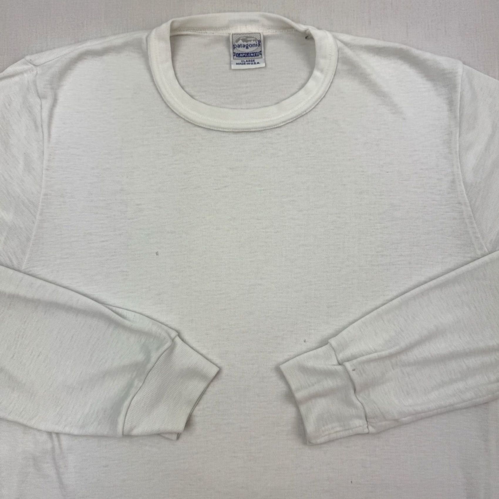 Patagonia VINTAGE Patagonia Capilene Long Sleeve Shirt Mens XL Ivory 90s Crew Neck Athletic 100% Polyester USA Size US XL / EU 56 / 4 - 2 Thumbnail