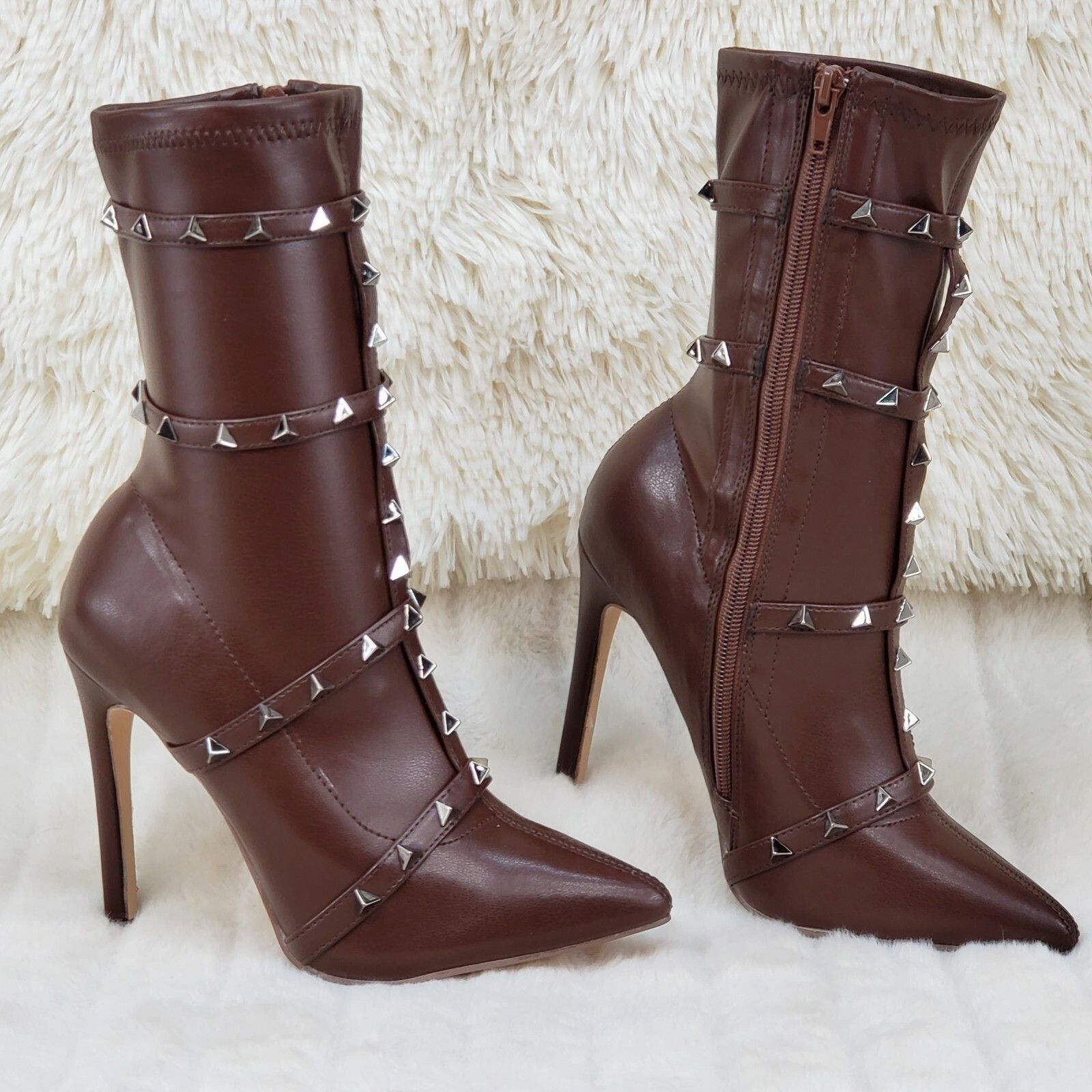 Other Mark Pyramid Stud Strap High Heel Pointy Toe Stretch Ankle B Size US 9 / IT 39 - 6 Thumbnail