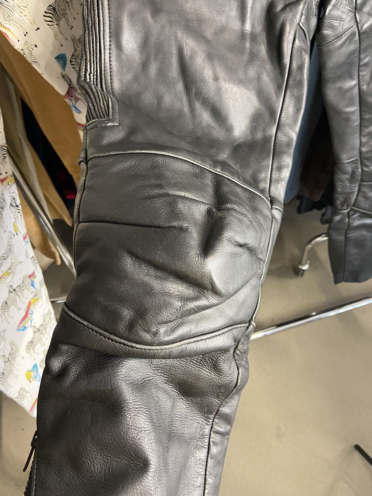 Vintage MQP Black Leather Zip Up Straight Fit Biker Pants Size US 31 - 8 Thumbnail