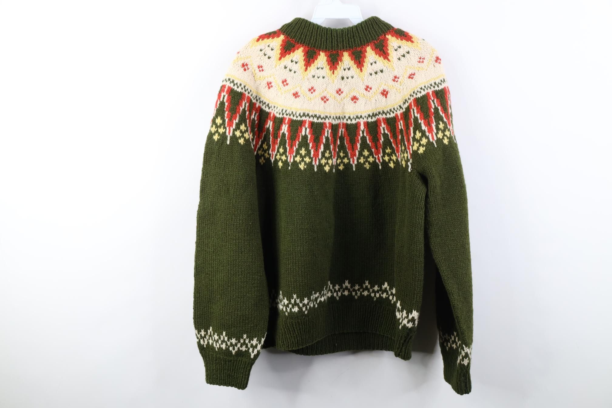 Vintage Vintage 50s Cowichan Wool Hand Knit Fair Isle Sweater Size US M / EU 48-50 / 2 - 9 Thumbnail