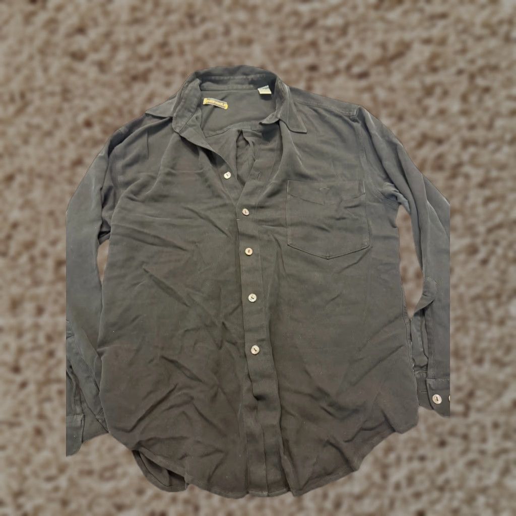 Vintage Burma bibas Men Button Down Silk shirt M Black Button-Up Collared Long Sleeve Solid Regulated Size M Mens Size US M / EU 48-50 / 2 - 1 Thumbnail