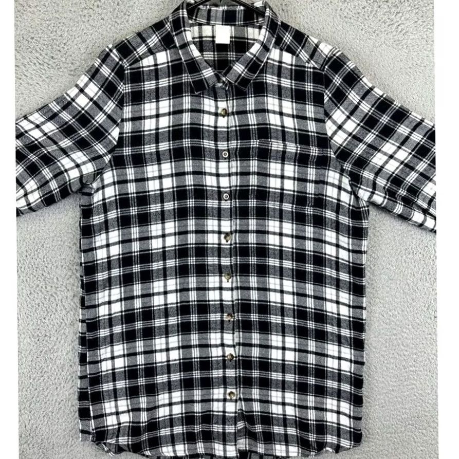Vintage Free Press Shirt Womens M Black/White Plaid Button Up Pocket EUC Size M / US 6-8 / IT 42-44 - 3 Thumbnail