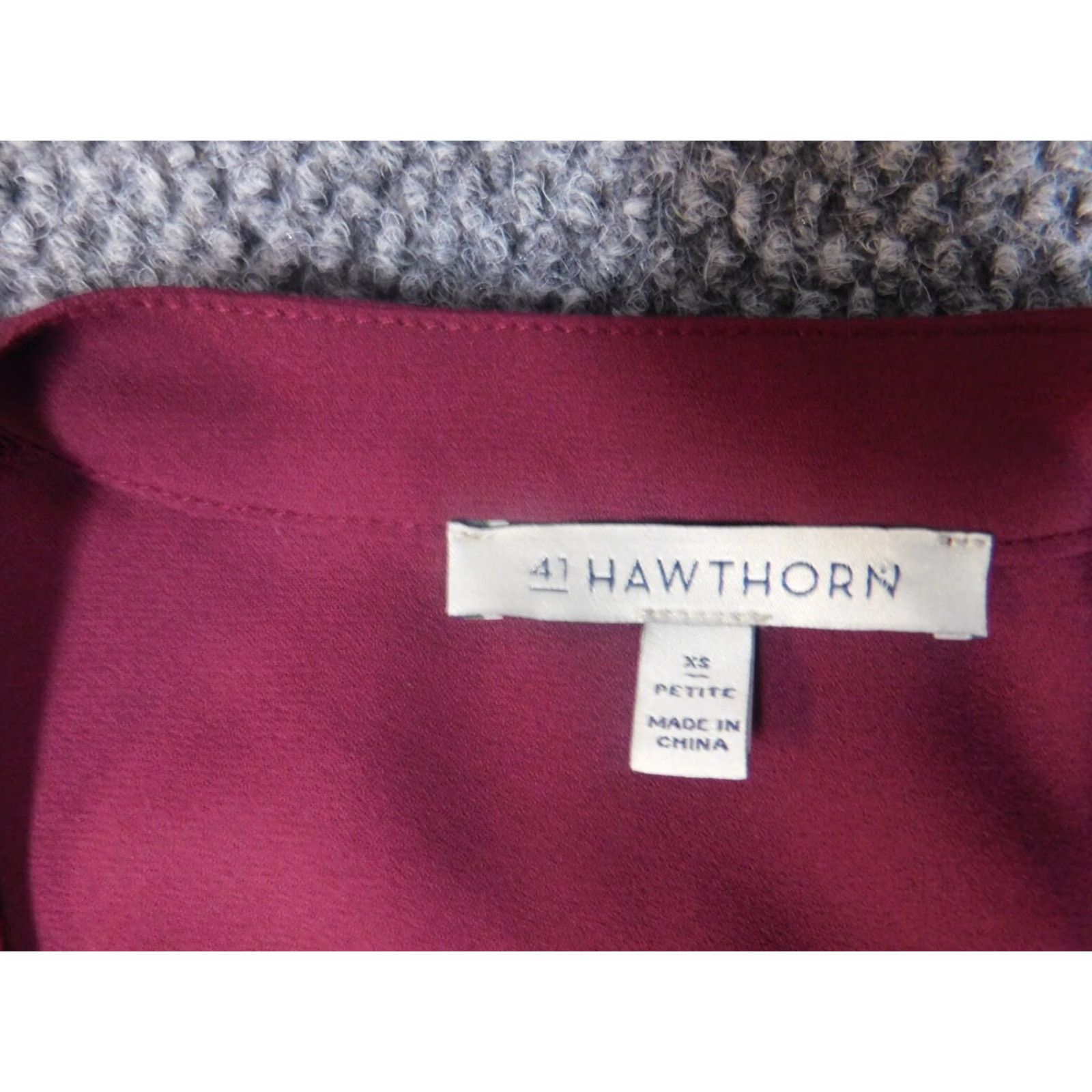 Vintage 41 Hawthorne Blouse Womens Petites PXS Red Collared Long Sleeve Pullover Modal Polyester Rayon Casual Shirt Top Size XS / US 0-2 / IT 36-38 - 6 Thumbnail