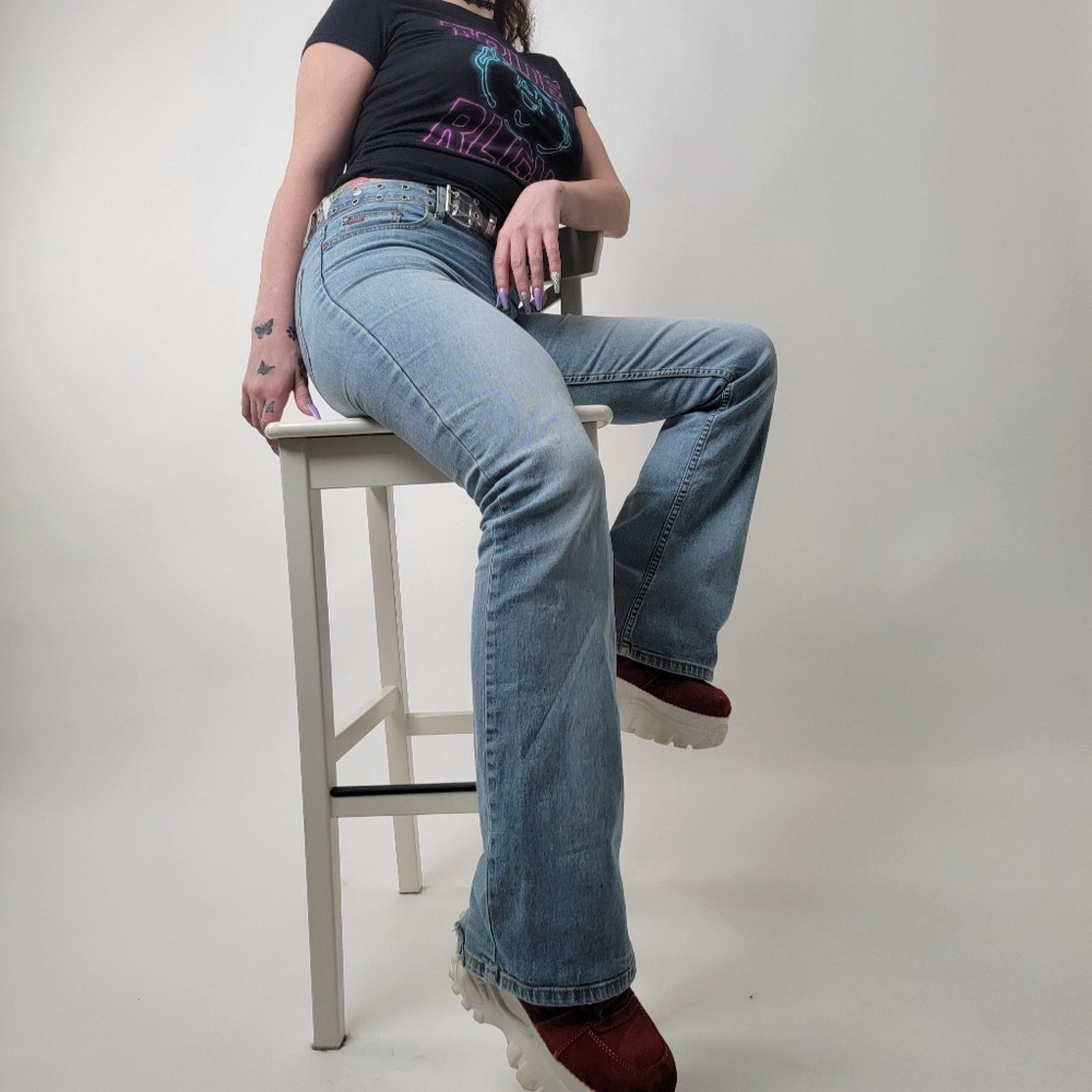 Vintage Vintage Y2K Flare low rise light wash Paris Blues Jeans - 9 Size 29" - 9 Thumbnail