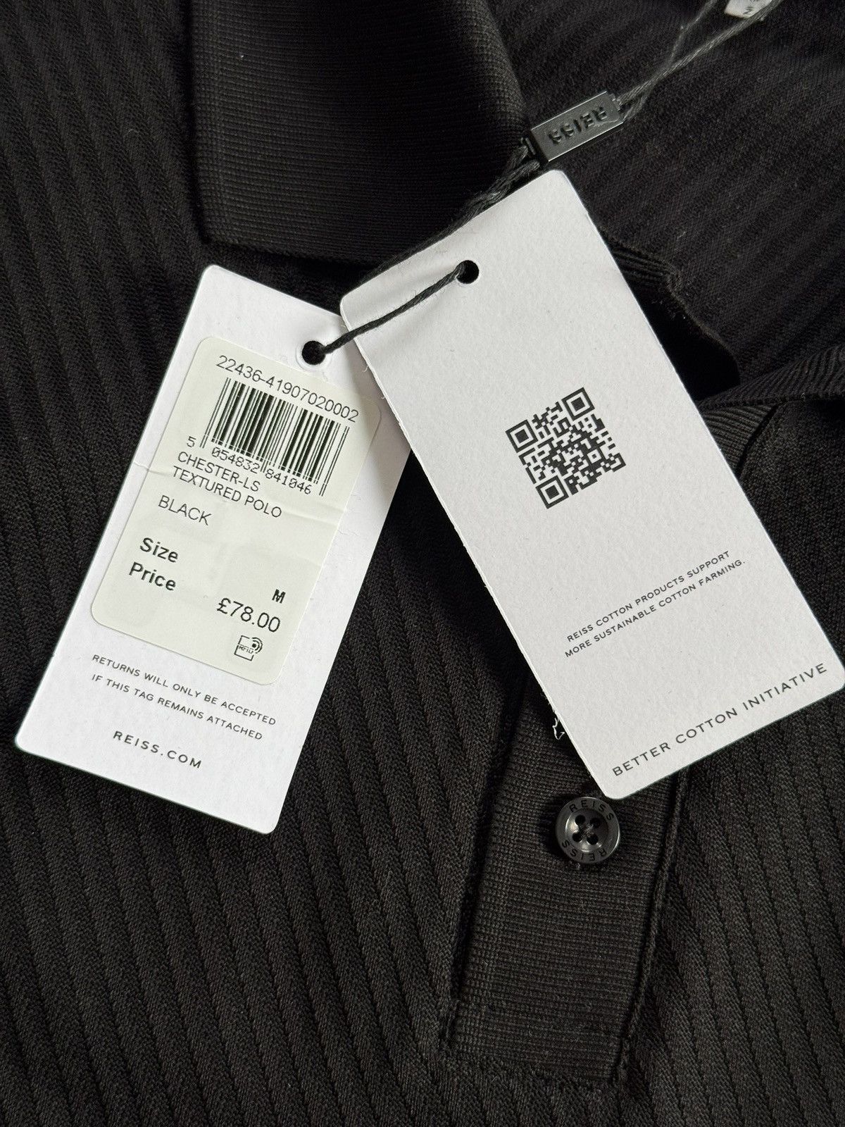 Reiss NEW Reiss M/size Chester LS textured polo long sleeve jumper Size US M / EU 48-50 / 2 - 6 Thumbnail