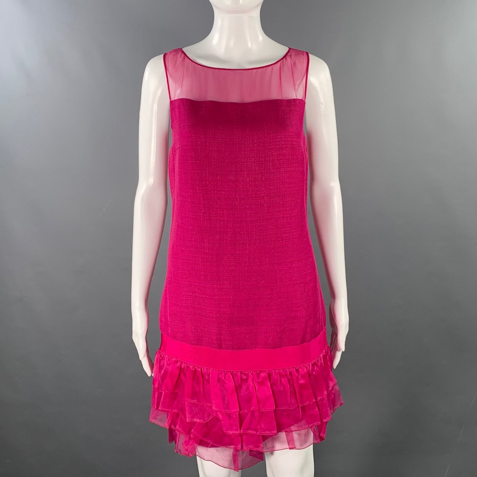 Giambattista Valli GIAMBATTISTA VALLI Raspberry Linen Woven Sleeveless Dress Size XXS / US 00 / IT 34 - 1 Thumbnail