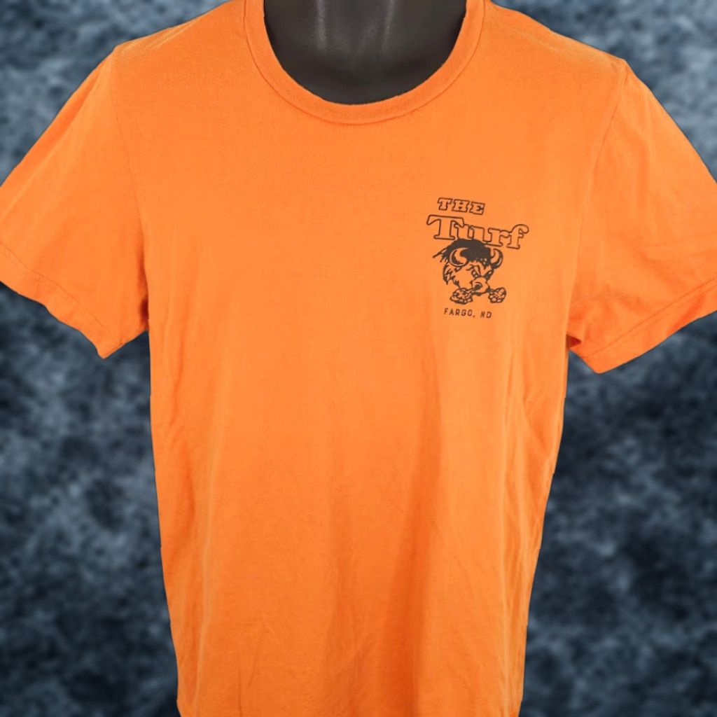 Vintage The Bison Turf T Shirt Mens Large Orange Fargo North Dakota T-Shirt Crew Neck Short Sleeve Cotton Bella + Canvas Vintage? No Size US L / EU 52-54 / 3 - 1 Thumbnail