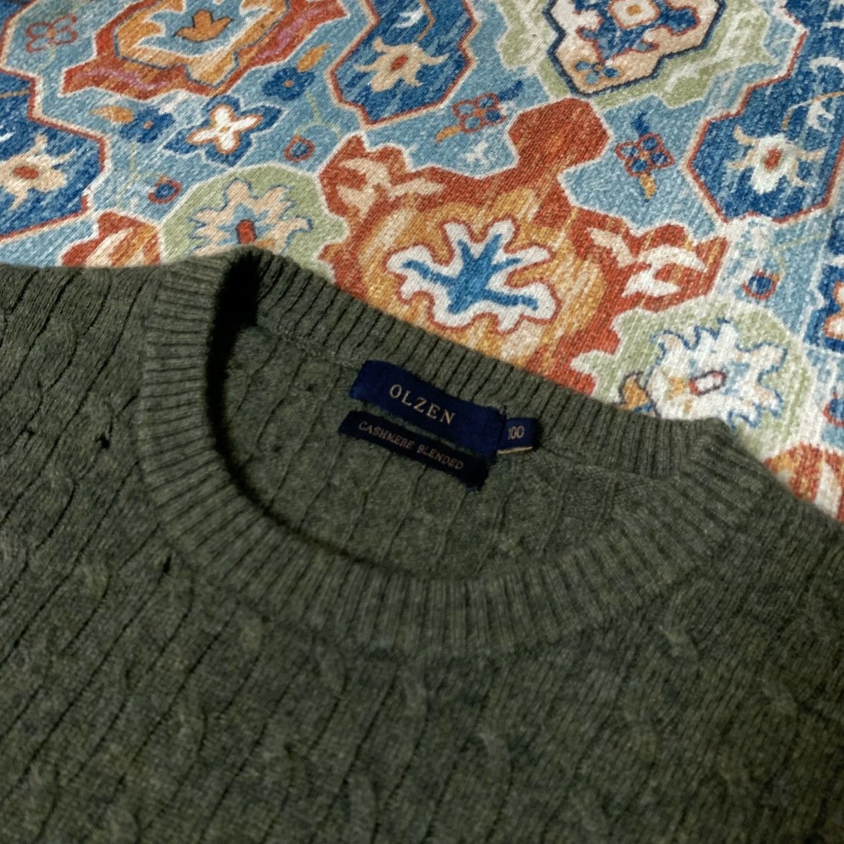 Japanese Brand crazy Distressed Cashmere Blend Cable Knit Size US L / EU 52-54 / 3 - 5 Thumbnail