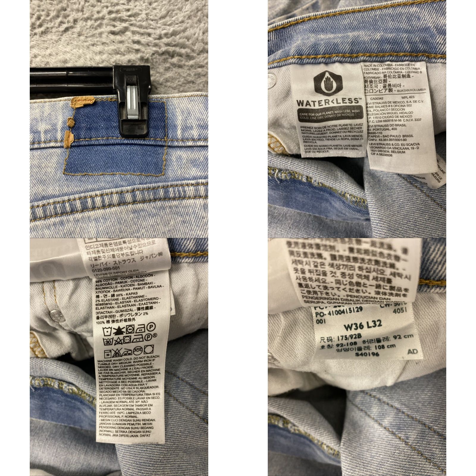 Levi's Levi’s Jeans Mens 36x32 Regular Fit Straight Leg Denim Blue Cotton Zip Pockets 0577 Signature Logo Size US 36 / EU 52 - 9 Thumbnail