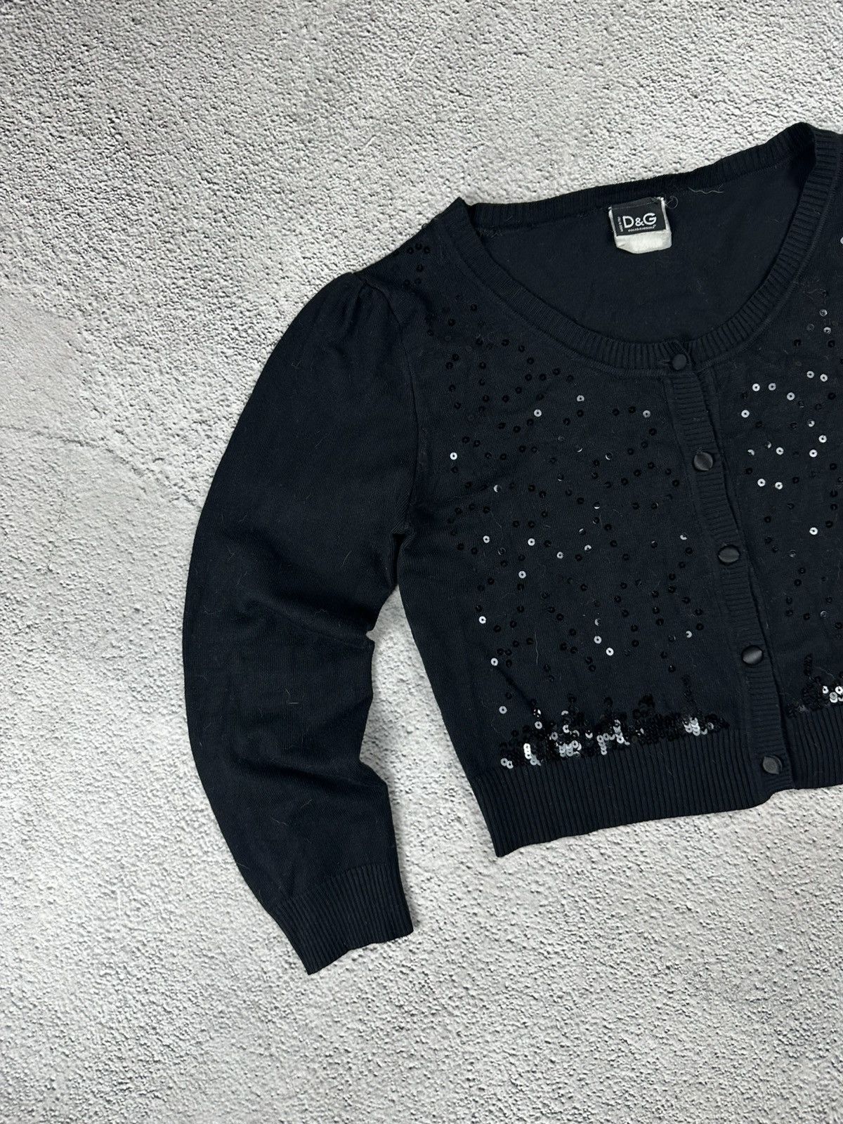 Dolce & Gabbana VTG Dolce Gabbana Cropped Sequin Embellished Black Cardigan Size M / US 6-8 / IT 42-44 - 3 Thumbnail