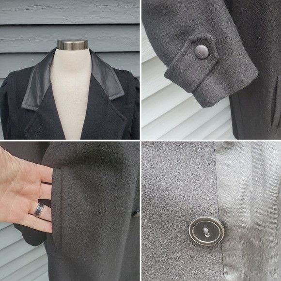 Vintage Vintage 80s Retro Preppy Acadamia Black Wool Blend Leather T Size XXL / US 16-18 / IT 52-54 - 5 Thumbnail