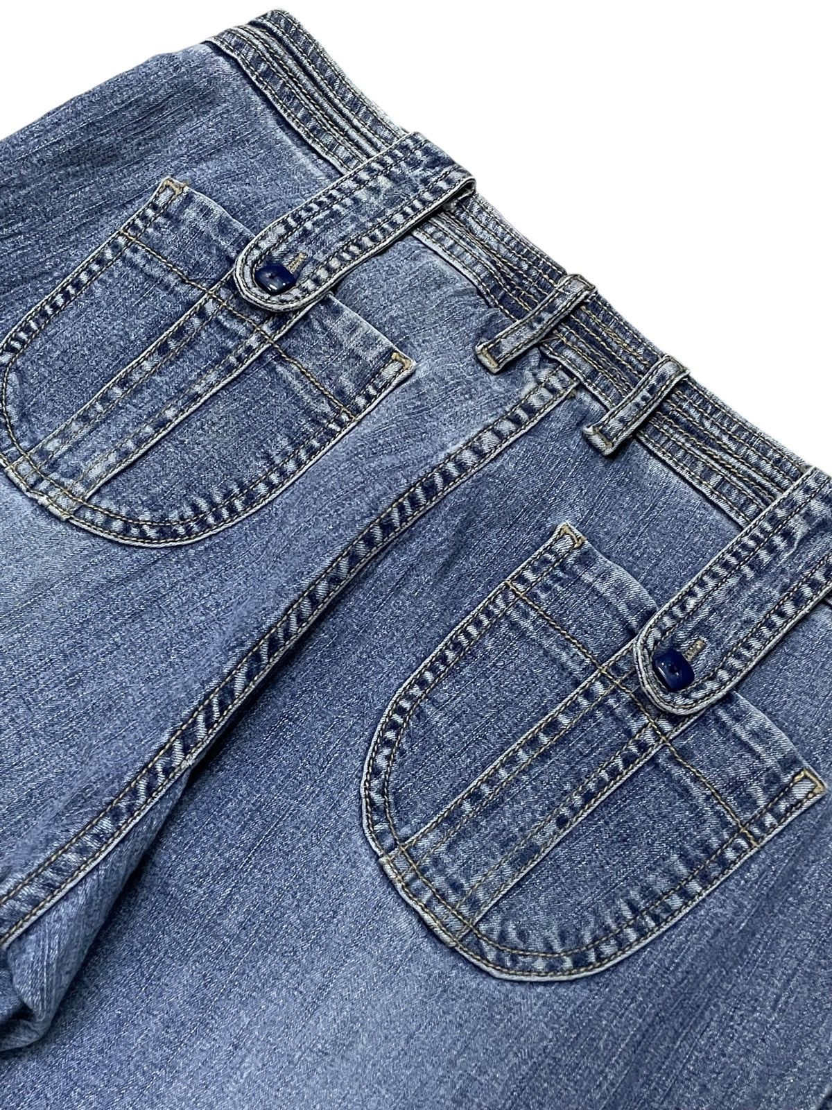 5351 POUR LES HOMMES × Tornado Mart Super Flared Vanilla Star Asymmetrical Cargo Denim Pants Size US 32 / EU 48 - 17 Thumbnail
