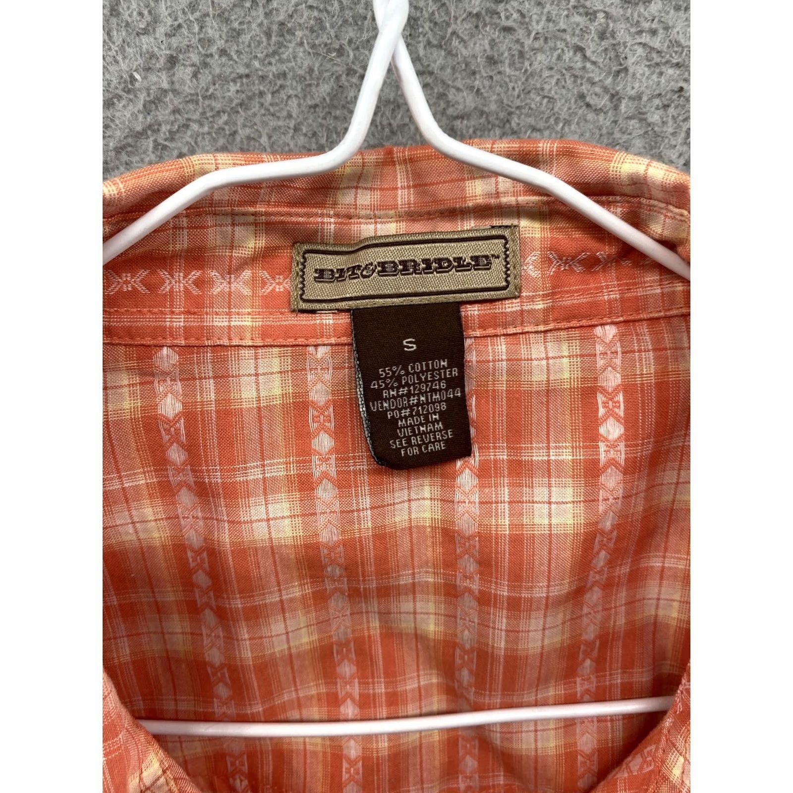 Vintage Bit & Bridle Orange Plaid Button Front Elastic Back Top Blouse Size S Short Sleeve Casual Shirt Women Size S / US 4 / IT 40 - 2 Thumbnail