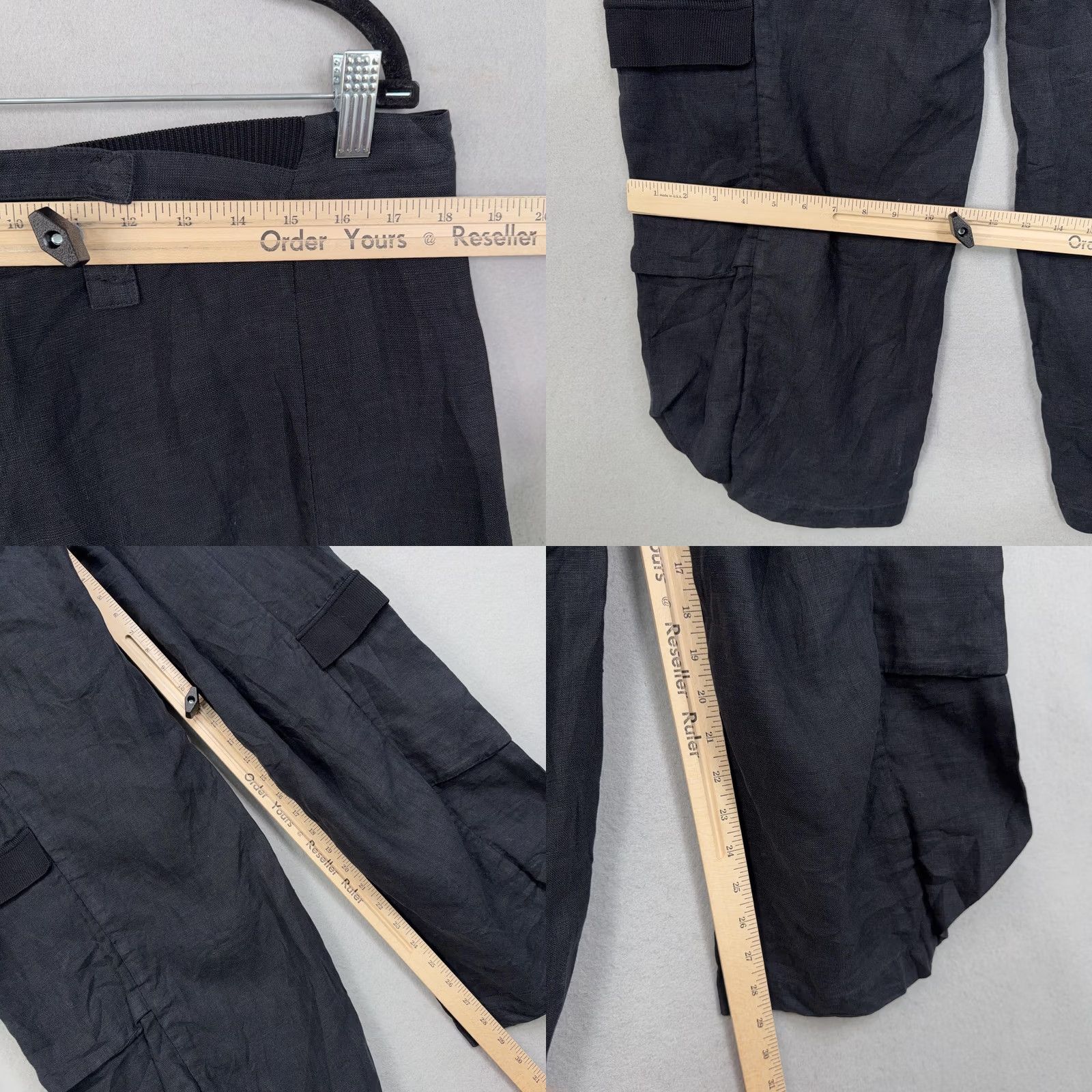 Vintage Annette Görtz Pants Womens 42 Black Linen Cargo Wide Leg Avant Garde Trousers Size 28" / US 6 / IT 42 - 9 Thumbnail