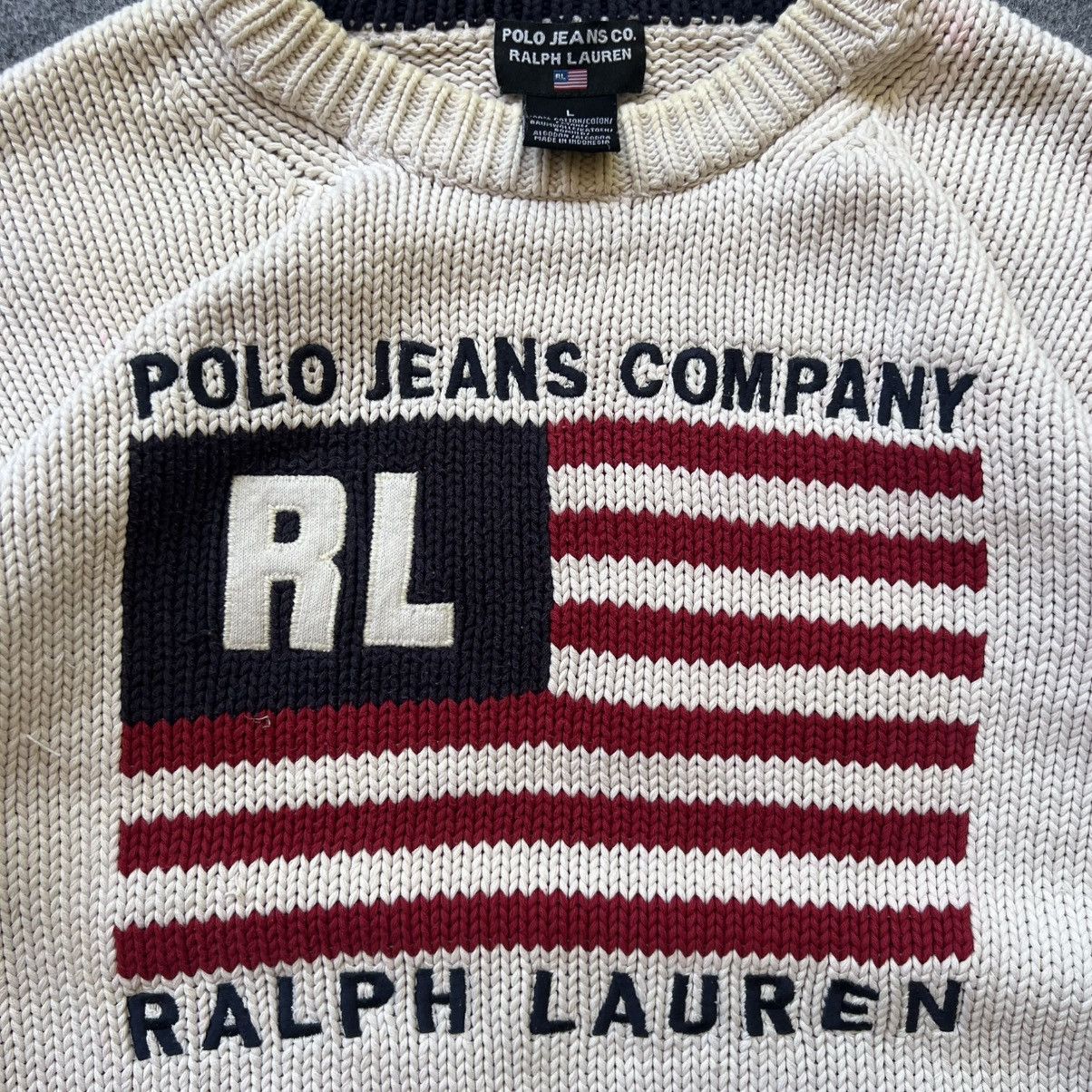 Designer × Polo Ralph Lauren × Vintage Vintage Polo Ralph Lauren American Flag Knit Sweater Size US L / EU 52-54 / 3 - 3 Thumbnail