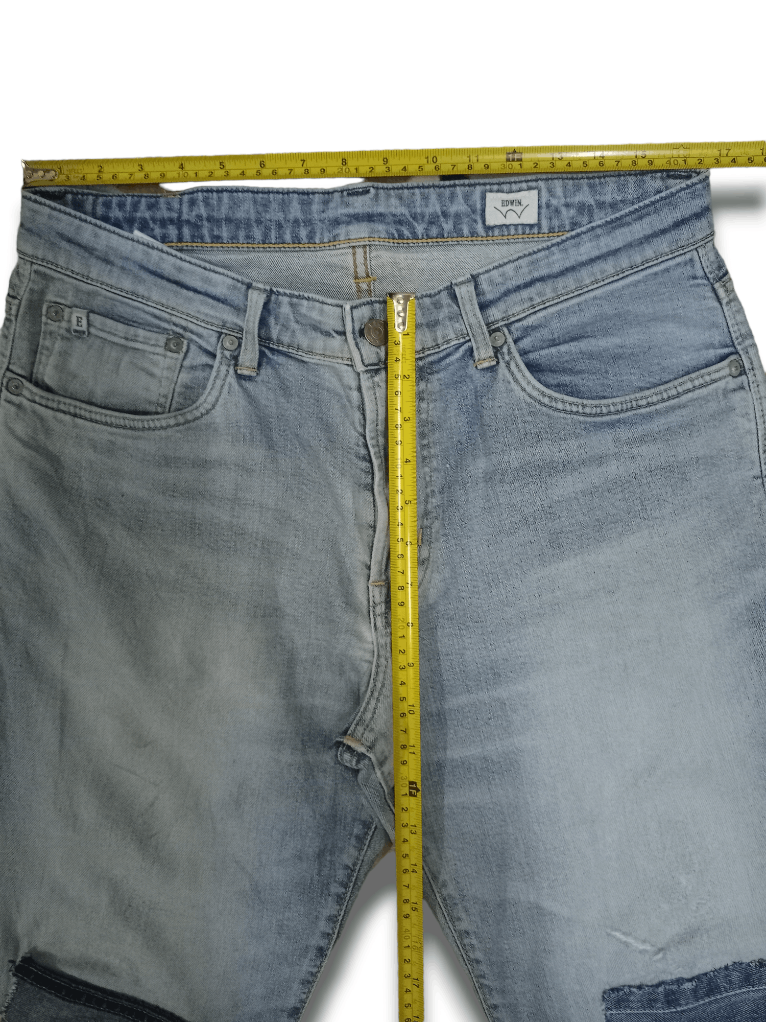 Edwin × Japanese Brand Vintage Edwin Japan Patched Distressed Loose Jeans 33x30 Size US 33 - 11 Thumbnail