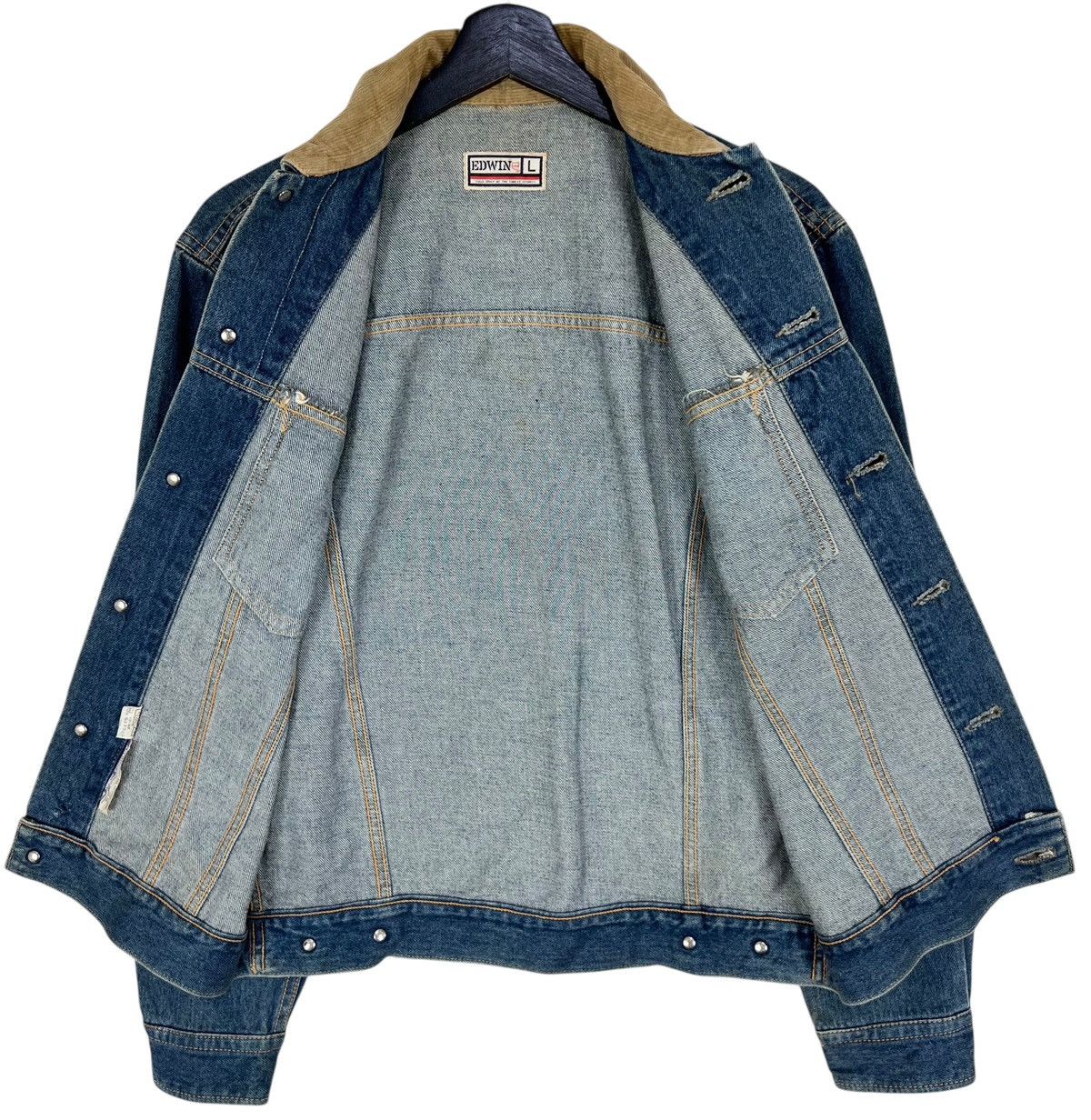 Edwin × Vintage Vintage Edwin Denim Trucker Jacket Corduroy Collar Size US M / EU 48-50 / 2 - 7 Thumbnail