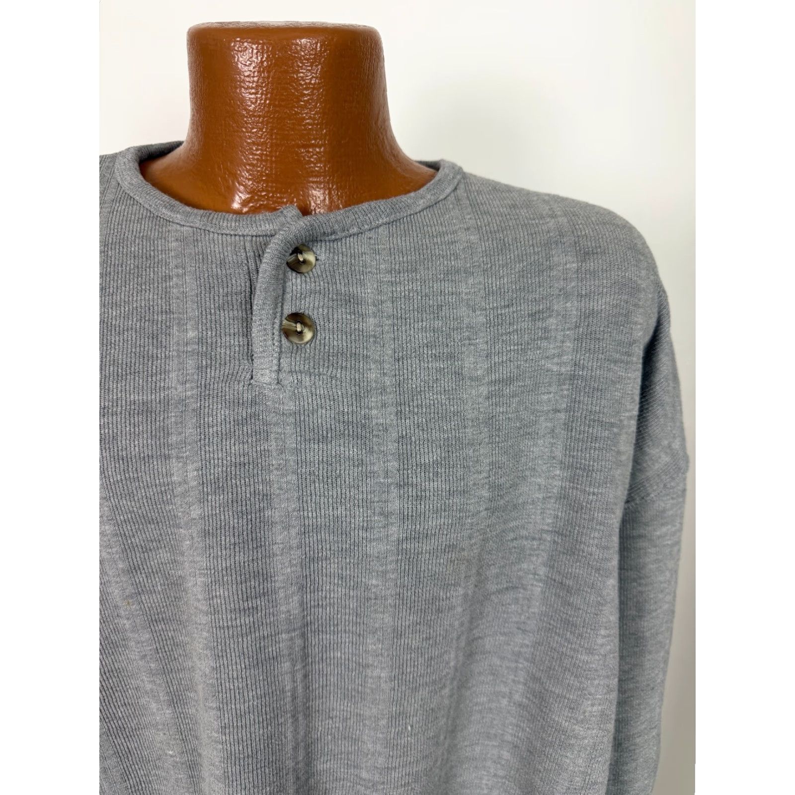 Vintage VINTAGE City Streets Henley Shirt Mens XL Oversized Heavyweight Grunge 90s 50s Bohemian Hippie Hipster Outdoor Gray Size US XL / EU 56 / 4 - 3 Thumbnail