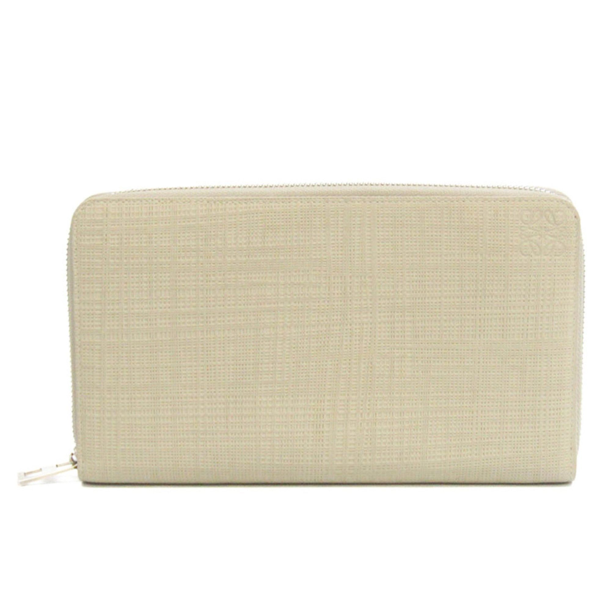 image of Loewe Linen 101.79.i41 Men,women Leather Long Wallet [Bi-Fold] Gray Beige in Black, Women's