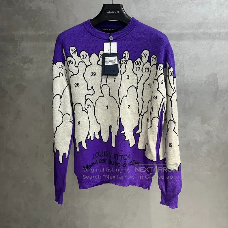 Louis Vuitton Louis Vuitton Purple Stick Figure Logo Jacquard Cartoon Cr Size US L / EU 52-54 / 3 - 1 Thumbnail