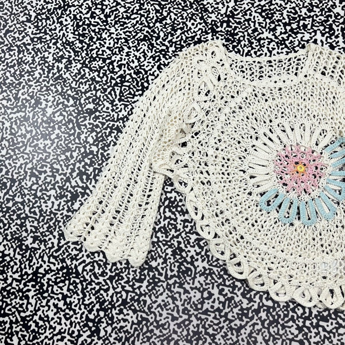 Vintage Vintage Y2K Mesh Knitted Sweater Japanese Flower Style Size M / US 6-8 / IT 42-44 - 5 Thumbnail