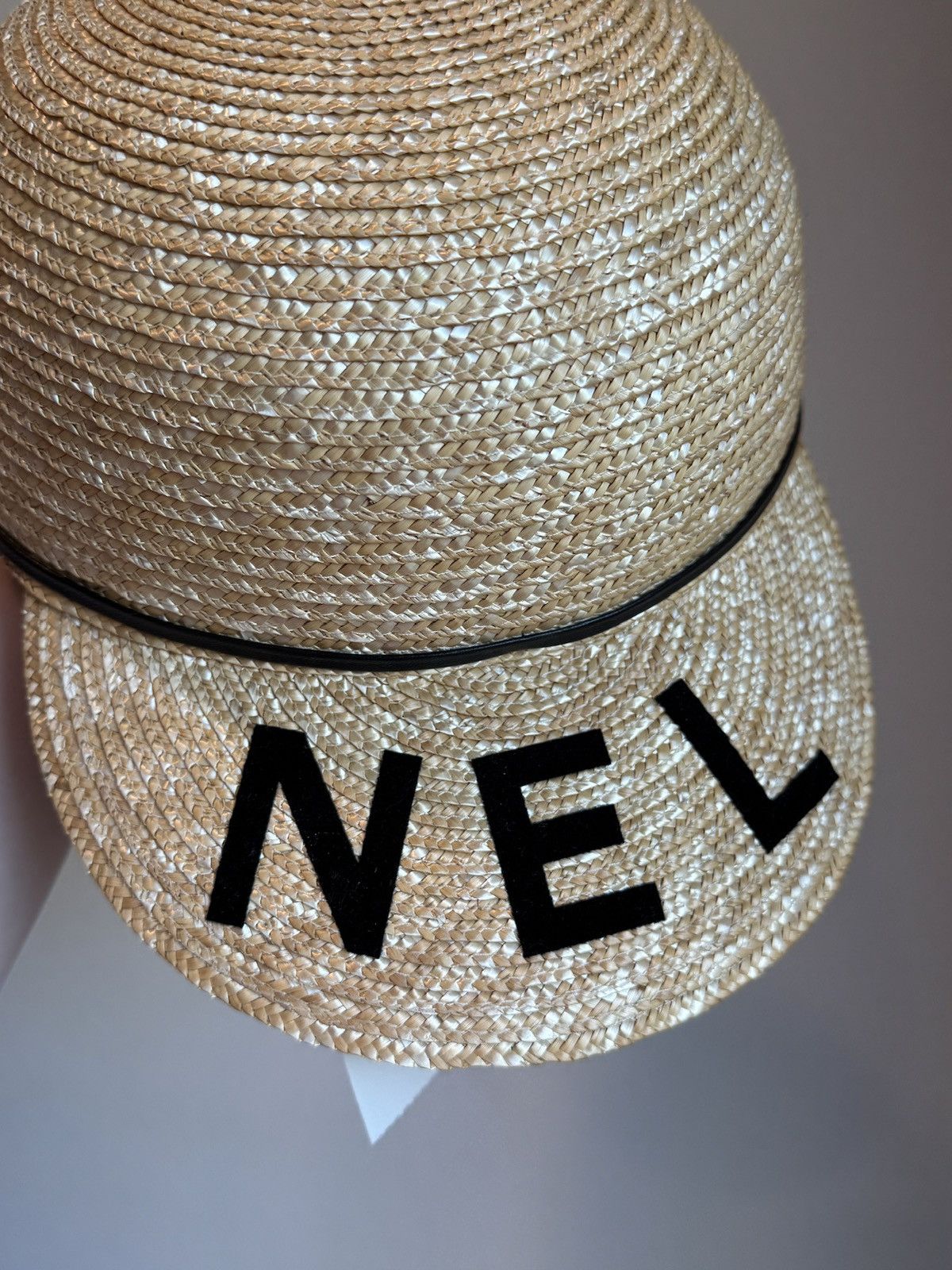 Chanel Chanel 19S Runway CHA-NEL Straw Leather Double Visor Hat Size ONE SIZE - 2 Thumbnail