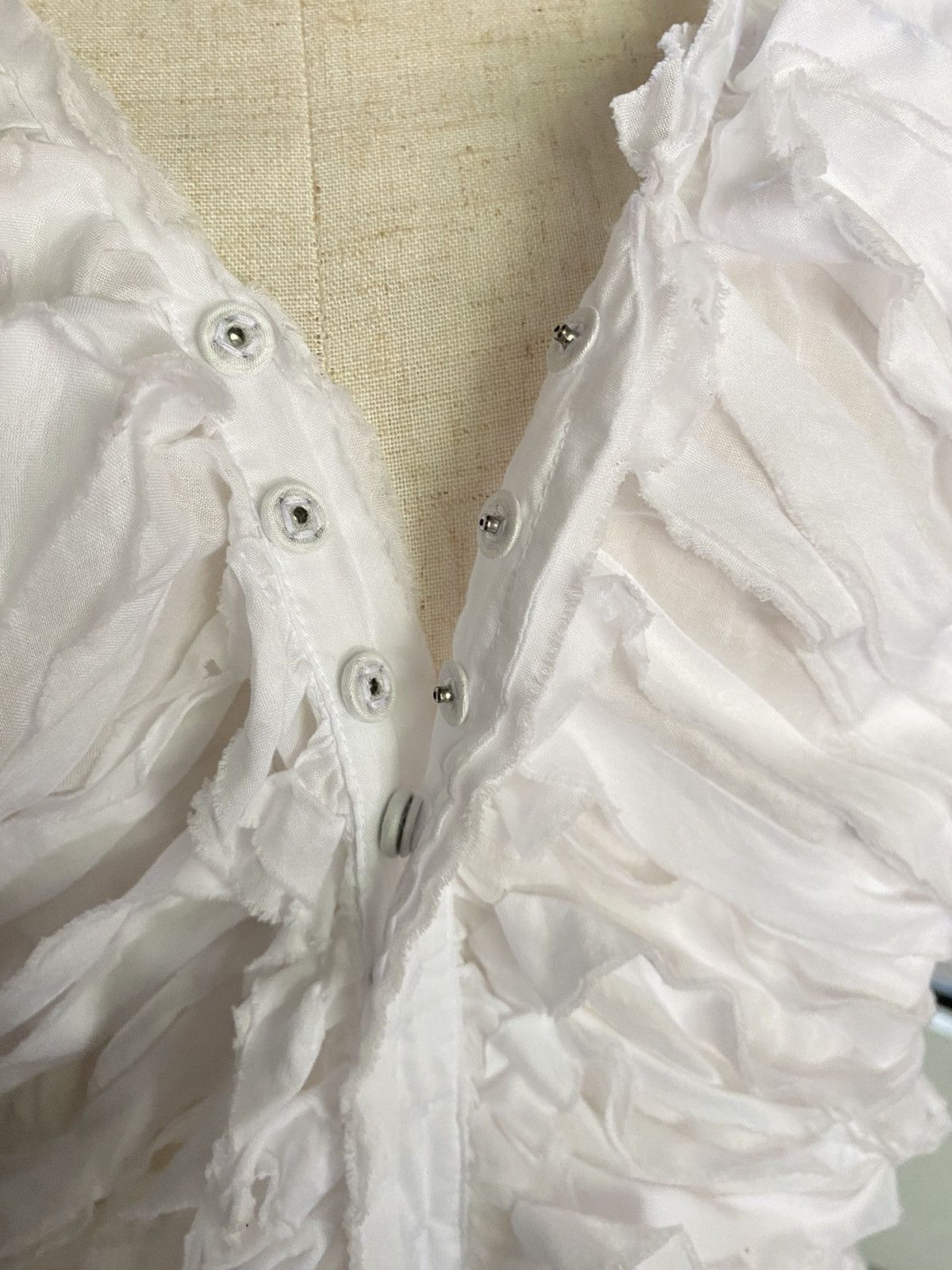 Zucca ZUCCA White pleated V-neck shirt Size M / US 6-8 / IT 42-44 - 8 Thumbnail