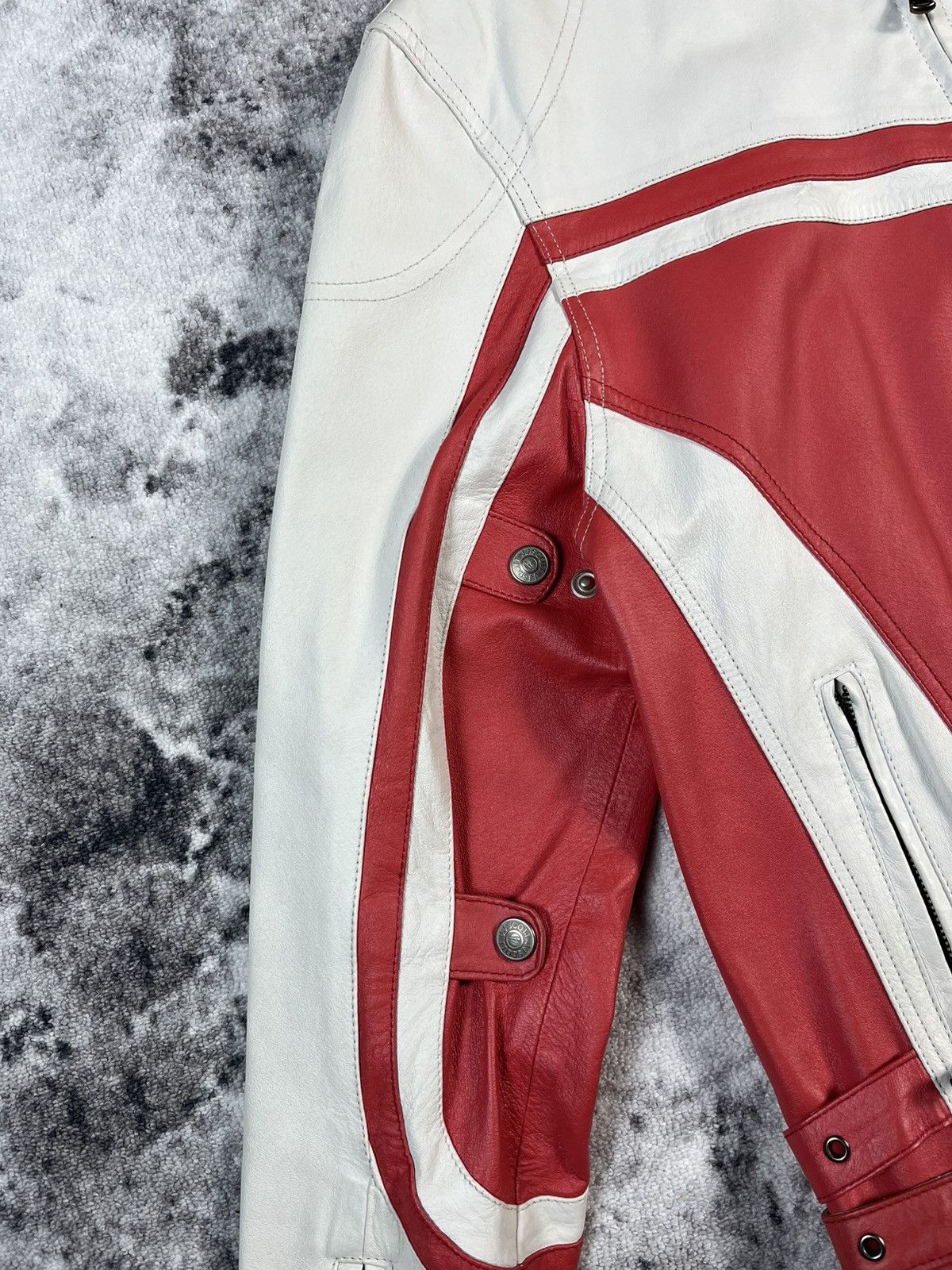 Leather J.J.Scott Leather Racing Jacket Red White Moto L Size US L / EU 52-54 / 3 - 8 Thumbnail